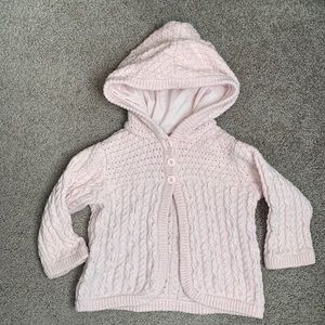 Hanna Andersson wool blend baby pink cable knit sweater!